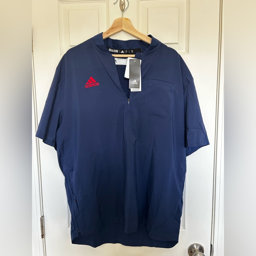 Adidas Cage Jacket Navy Blue / Red - Size Large